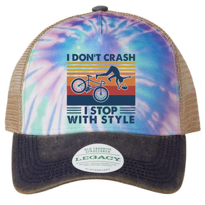 I DonT Crash I Stop With Style Bicycle Funny Legacy Tie Dye Trucker Hat