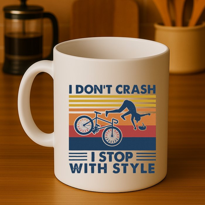 I DonT Crash I Stop With Style Bicycle Funny Mug