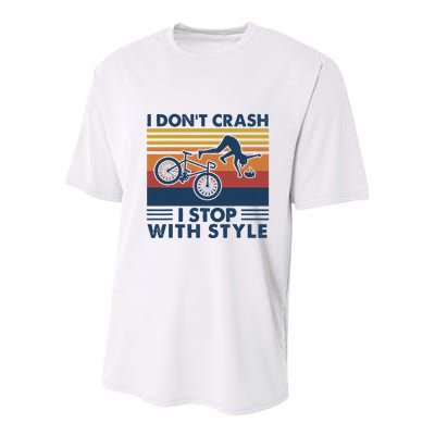 I DonT Crash I Stop With Style Bicycle Funny Youth Performance Sprint T-Shirt