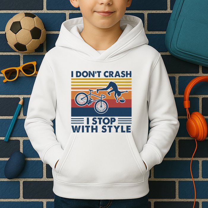 I DonT Crash I Stop With Style Bicycle Funny Kids Hoodie