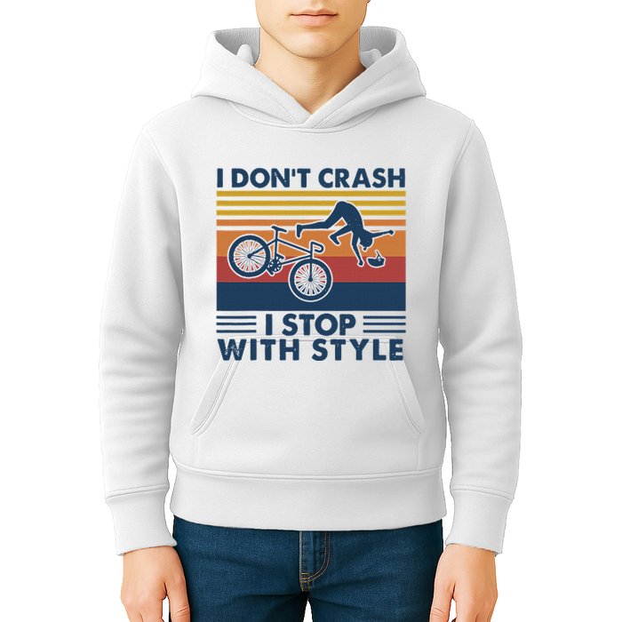 I DonT Crash I Stop With Style Bicycle Funny Kids Hoodie