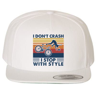 I DonT Crash I Stop With Style Bicycle Funny Wool Snapback Cap