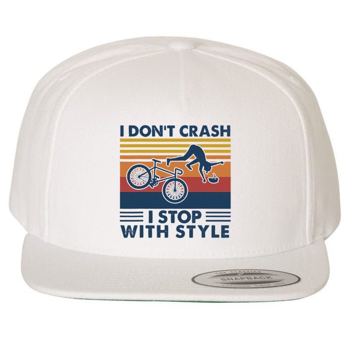 I DonT Crash I Stop With Style Bicycle Funny Wool Snapback Cap