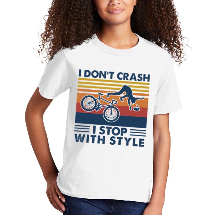 I DonT Crash I Stop With Style Bicycle Funny Kids T-Shirt