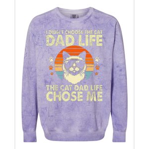 I DidnT Choose The Cat Dad Life The Cat Dad Life Chose Me Colorblast Crewneck Sweatshirt