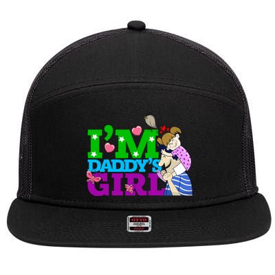 Im Daddys Cool Gift I Love You Dad Daddy Daughter Gift 7 Panel Mesh Trucker Snapback Hat