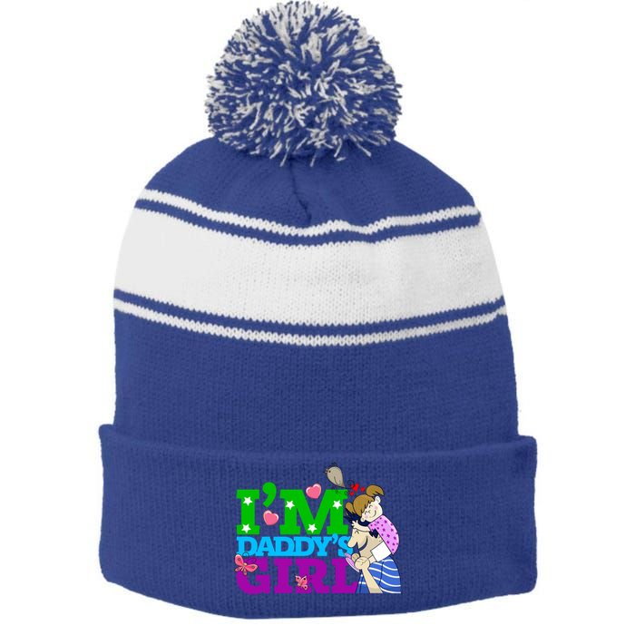 Im Daddys Cool Gift I Love You Dad Daddy Daughter Gift Stripe Pom Pom Beanie