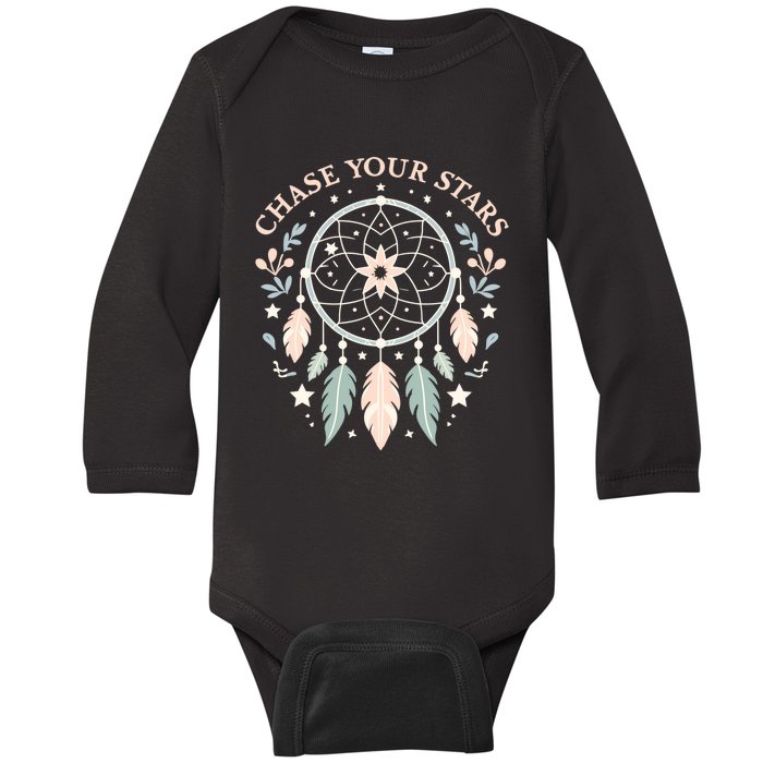 Inspirational Dream Catcher With Stars Baby Long Sleeve Bodysuit