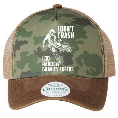 I Dont Crash I Do Random Gravity Checks Funny Motocross Legacy Tie Dye Trucker Hat