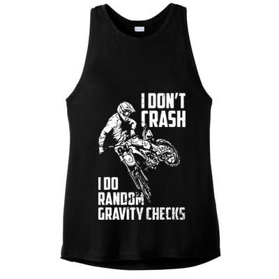 I Dont Crash I Do Random Gravity Checks Funny Motocross Ladies PosiCharge Tri-Blend Wicking Tank