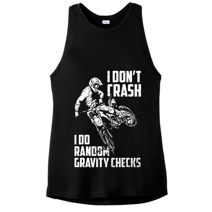 I Dont Crash I Do Random Gravity Checks Funny Motocross Ladies PosiCharge Tri-Blend Wicking Tank
