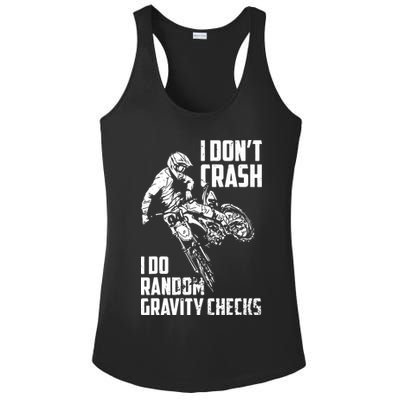 I Dont Crash I Do Random Gravity Checks Funny Motocross Ladies PosiCharge Competitor Racerback Tank