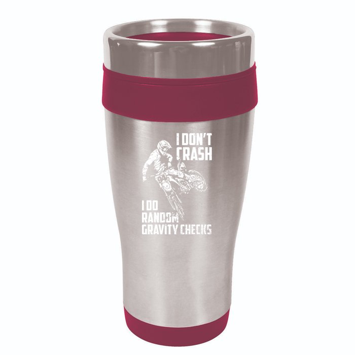 I Dont Crash I Do Random Gravity Checks Funny Motocross 16oz Travel Tumbler