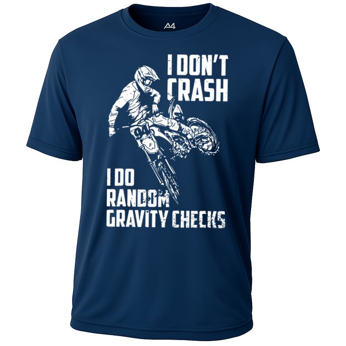 I Dont Crash I Do Random Gravity Checks Funny Motocross Performance Shirt