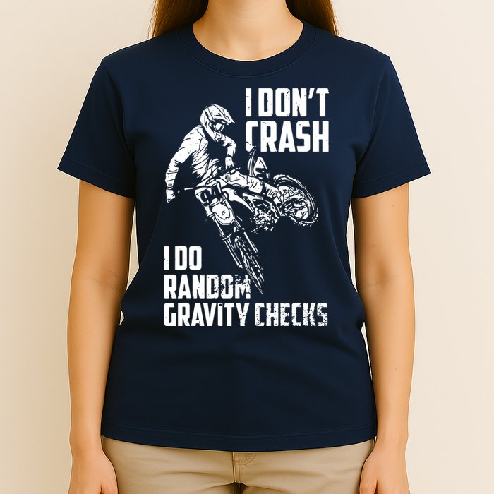 I Dont Crash I Do Random Gravity Checks Funny Motocross T-Shirt