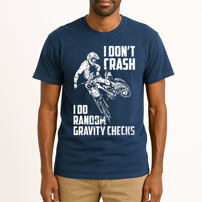 I Dont Crash I Do Random Gravity Checks Funny Motocross Tall T-Shirt