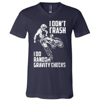 I Dont Crash I Do Random Gravity Checks Funny Motocross V-Neck T-Shirt