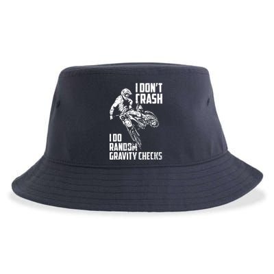 I Dont Crash I Do Random Gravity Checks Funny Motocross Sustainable Bucket Hat