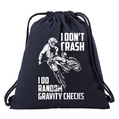 I Dont Crash I Do Random Gravity Checks Funny Motocross Drawstring Bag