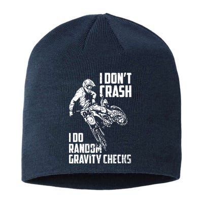 I Dont Crash I Do Random Gravity Checks Funny Motocross Sustainable Beanie