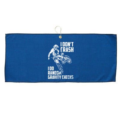 I Dont Crash I Do Random Gravity Checks Funny Motocross Large Microfiber Waffle Golf Towel