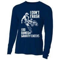 I Dont Crash I Do Random Gravity Checks Funny Motocross Cooling Performance Long Sleeve Crew
