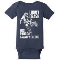 I Dont Crash I Do Random Gravity Checks Funny Motocross Baby Bodysuit