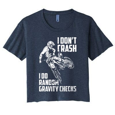 I Dont Crash I Do Random Gravity Checks Funny Motocross Crop Top