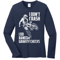 I Dont Crash I Do Random Gravity Checks Funny Motocross Ladies Long Sleeve Shirt