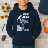 I Dont Crash I Do Random Gravity Checks Funny Motocross Kids Hoodie