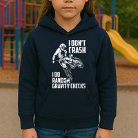 I Dont Crash I Do Random Gravity Checks Funny Motocross Kids Hoodie