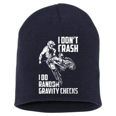 I Dont Crash I Do Random Gravity Checks Funny Motocross Short Acrylic Beanie
