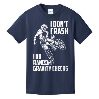 I Dont Crash I Do Random Gravity Checks Funny Motocross Kids T-Shirt