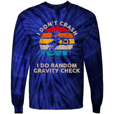 I Don't Crash Random Gravity Check Motocross Dirt Bike Tie-Dye Long Sleeve Shirt