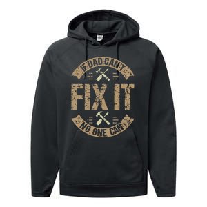 If Dad Can't Fix It No One Can Funny Mechanic & Engineer Performance Fleece Hoodie