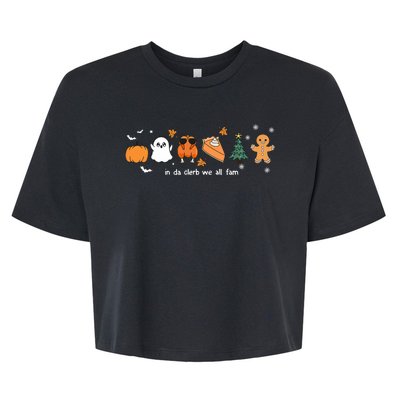 In Da Clerb We All Fam Christmas Thanksgiving Turkey Pumpkin Bella+Canvas Jersey Crop Tee