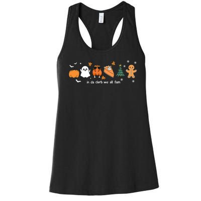 In Da Clerb We All Fam Christmas Thanksgiving Turkey Pumpkin Women's Racerback Tank