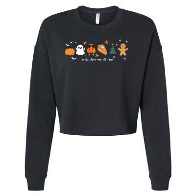 In Da Clerb We All Fam Christmas Thanksgiving Turkey Pumpkin Cropped Pullover Crew