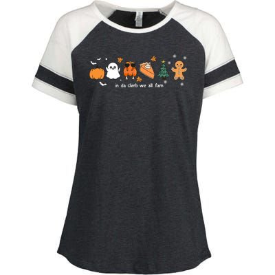 In Da Clerb We All Fam Christmas Thanksgiving Turkey Pumpkin Enza Ladies Jersey Colorblock Tee