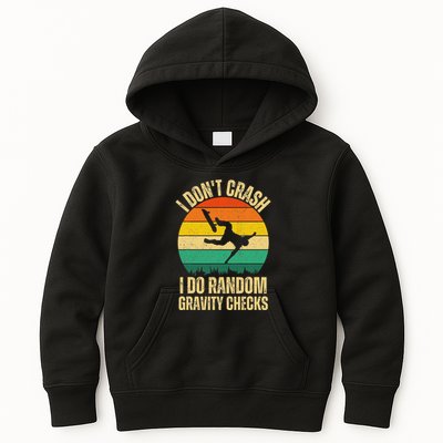 I DonT Crash I Do Random Gravity Checks Skateboard Skaters Kids Hoodie