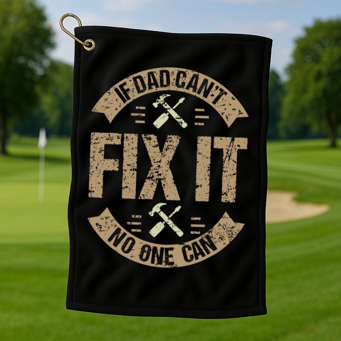 If Dad Cant Fix It No One Can Funny Mechanic & Engineer Golf Towel