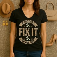 If Dad Cant Fix It No One Can Funny Mechanic & Engineer Women's V-Neck T-Shirt