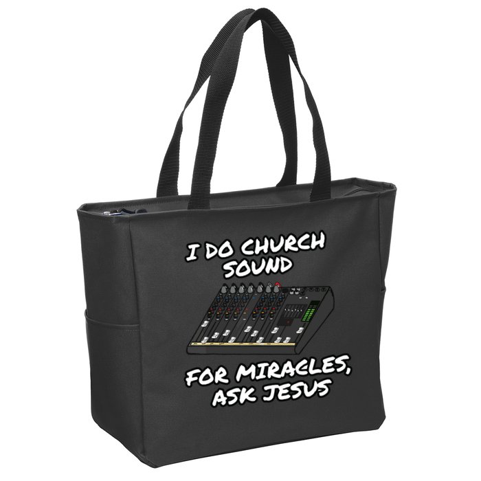 I Do Church Sound For Miracles Ask Jesus Audio Tech Funny Zip Tote Bag