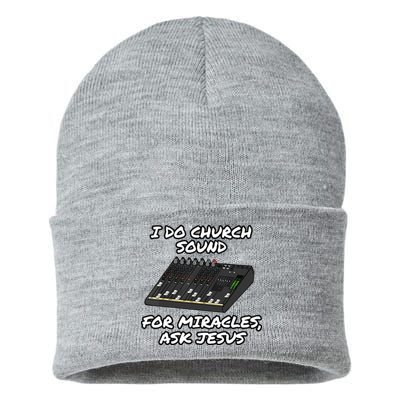 I Do Church Sound For Miracles Ask Jesus Audio Tech Funny Sustainable Knit Beanie