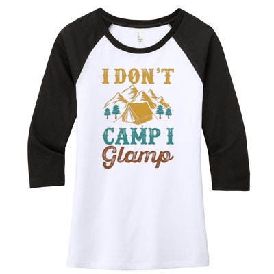 I Dont Camp I Glamp Wilderness Tent Camping Gift Women's Tri-Blend 3/4-Sleeve Raglan Shirt