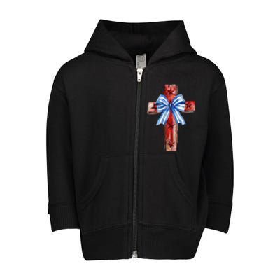 Independence Day Christian 4th Of July Toddler Zip Fleece Hoodie