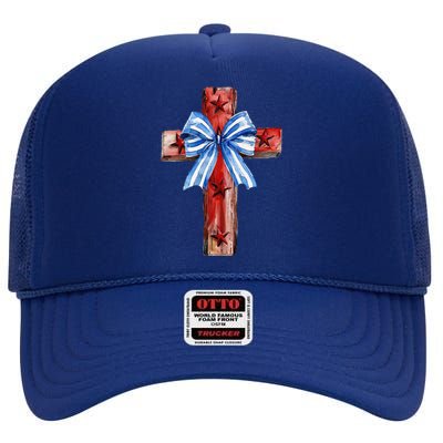 Independence Day Christian 4th Of July High Crown Mesh Back Trucker Hat