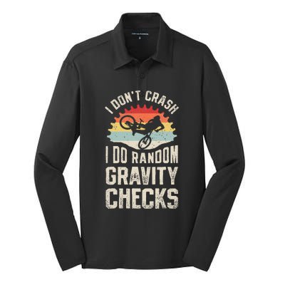 I DonT Crash I Do Random Gravity Checks Mountain Biking Silk Touch Performance Long Sleeve Polo