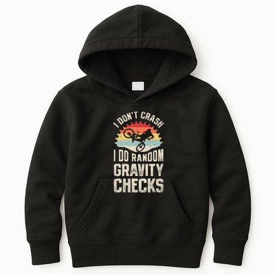 I DonT Crash I Do Random Gravity Checks Mountain Biking Kids Hoodie