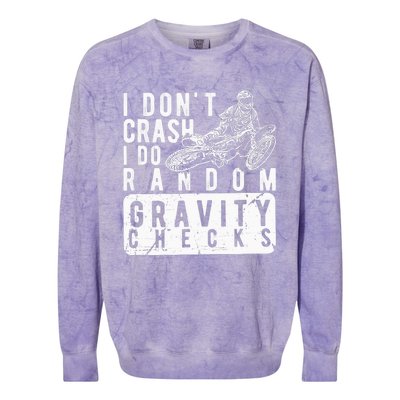 I Don't Crash, I Do Random Gravity Checks Dirt Bike Colorblast Crewneck Sweatshirt